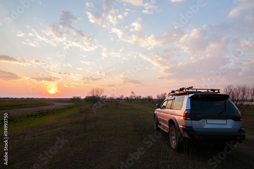 PRIAMURSKY, RUSSIA - MAY 08, 2016: 4x4 SUV on country road at su