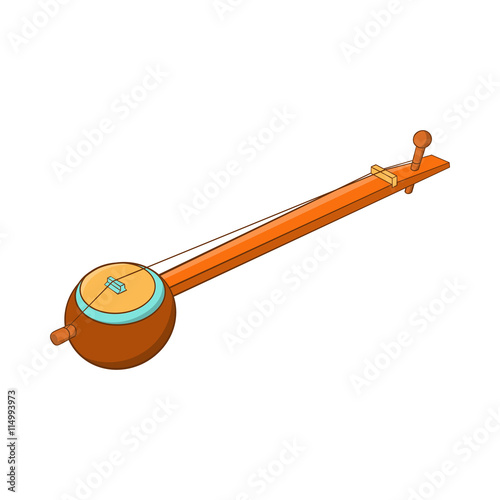 Traditional one string Indian ektara icon in cartoon style on a white background