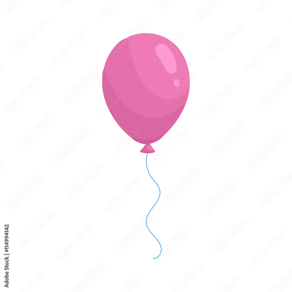 Pink balloon icon in cartoon style on a white background Pink balloon icon in cartoon style on a white background