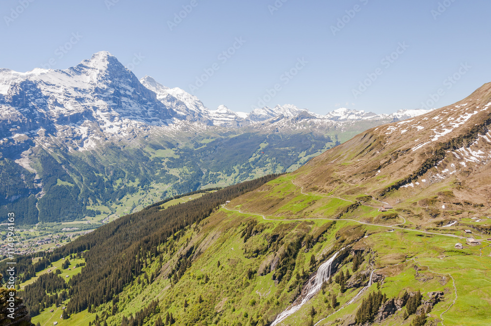 Grindelwald, Dorf, Berner Oberland, Alpen, Eiger, First, Waldspitz, Wanderweg, Höhenweg, Kleine Scheidegg, Schweizer Berge, Sommer, Schweiz Grindelwald, Dorf, Berner Oberland, Alpen, Eiger, First, Waldspitz, Wanderweg, Höhenweg, Kleine Scheidegg, Schweizer Berge, Sommer, Schweiz