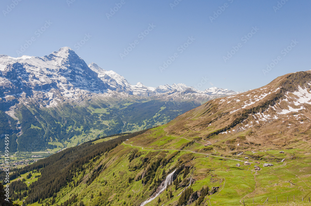Grindelwald, Dorf, Eiger, Eigernordwand, Kleine Scheidegg, Lauberhorn, Wanderweg, First, Waldspitz, Alm, Schweizer Berge, Sommer, Schweiz