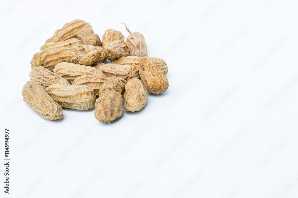 Boiled peanuts on a white background. Boiled peanuts on a white background.