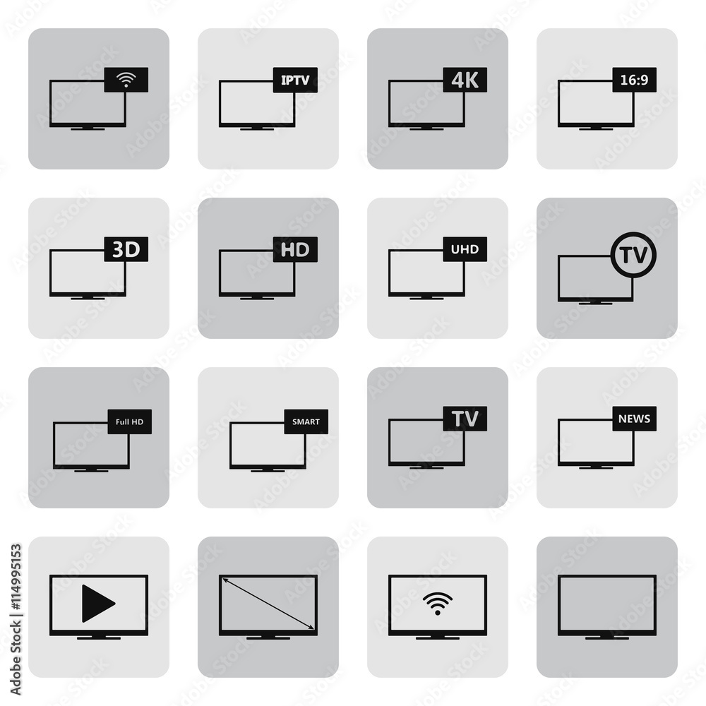 Modern tv lcd simple icon set on background Modern tv lcd simple icon set on background