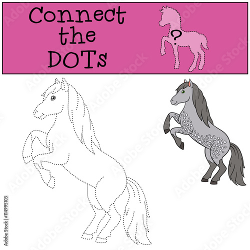 Educational games for kids: Connect the dots. Cute horse.