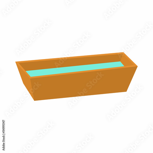 Watering trough reservoir icon in cartoon style on a white background