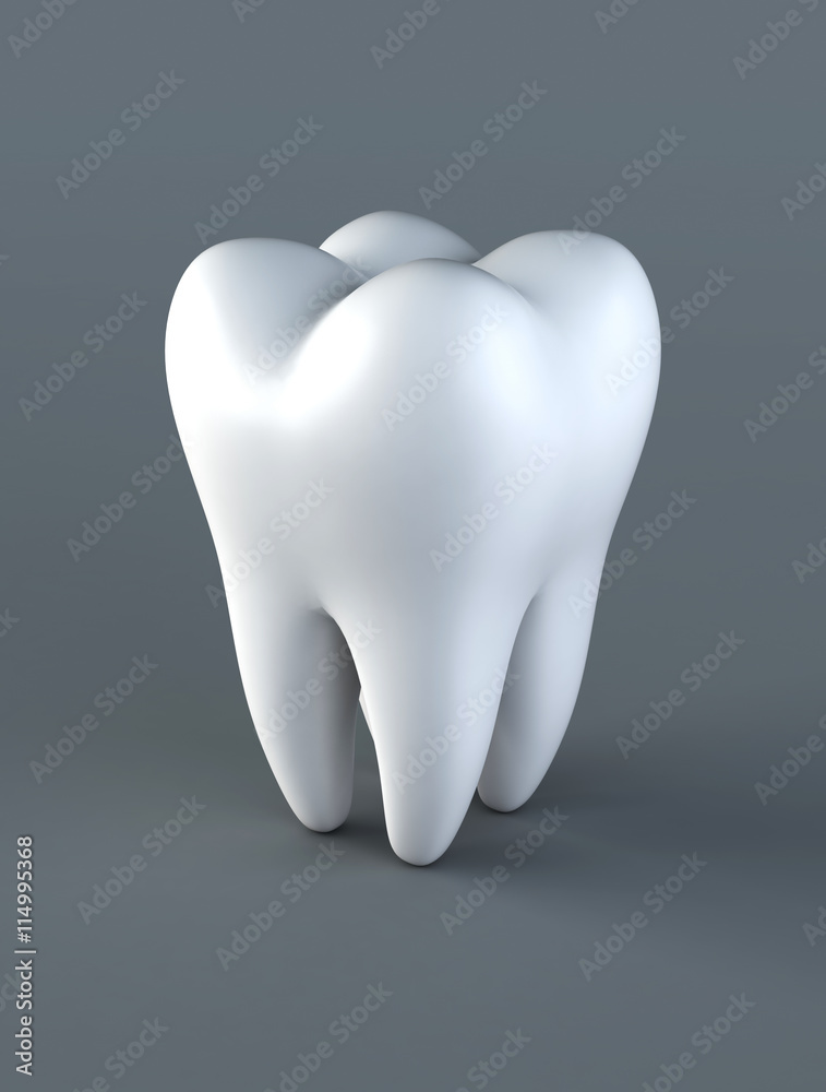 3D illustration of tooth on gray background. 3D illustration of tooth on gray background.