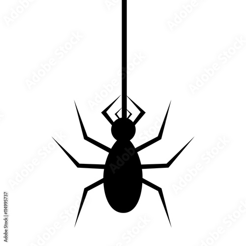 Spyder in cobweb silhouette icon over white background, vector illustration.