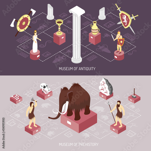 Antiquity Museum 2 Isometric Banners Set