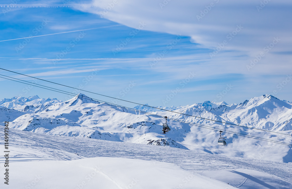 Valley view of Val Thorens. France