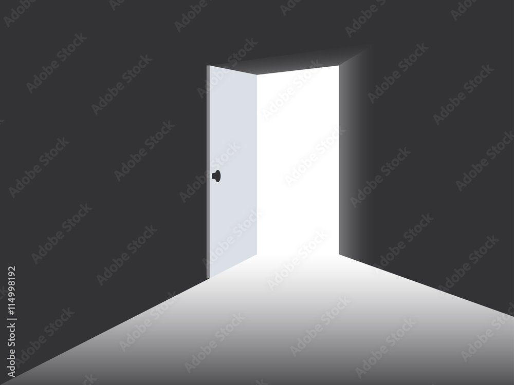 Light from the open door. Vector illustration. Light from the open door. Vector illustration.