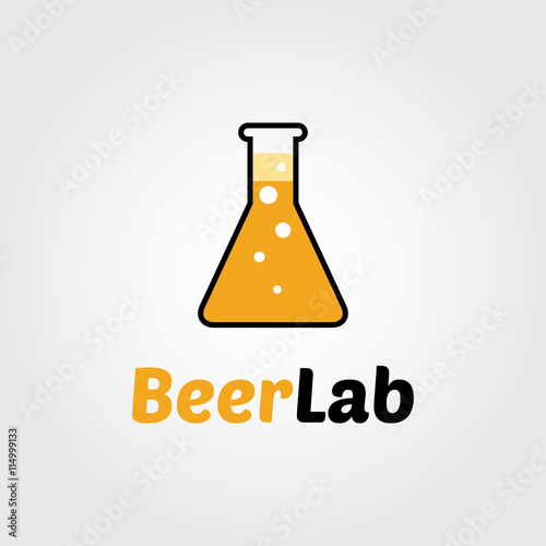 Beer Lab Logo. Lab bulb with beer design Concept.