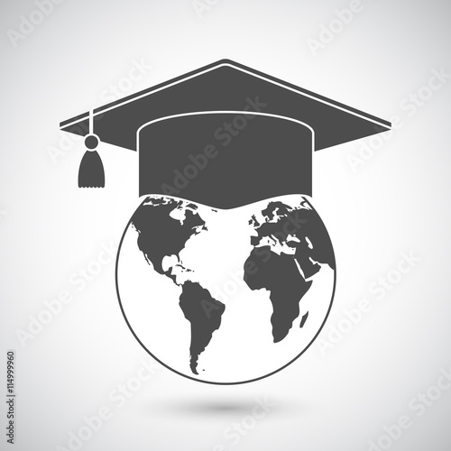 Graduation Cap and World Globe Icon