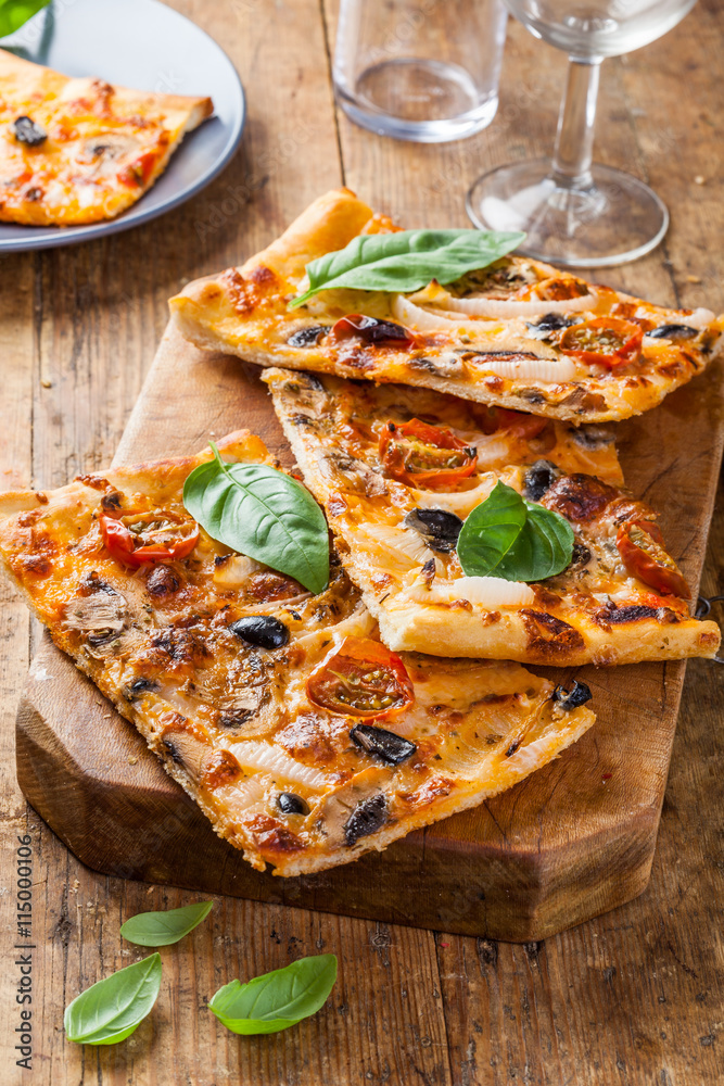 Fotografie Homemade pizza slices