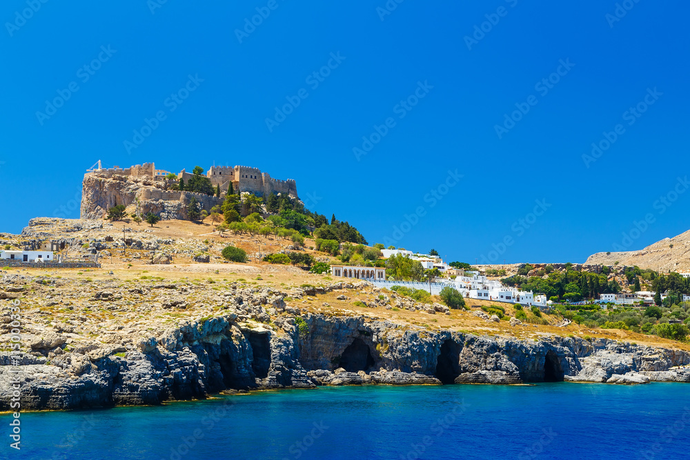 Greece. Rhodes Island. The town of Lindos and sea bay