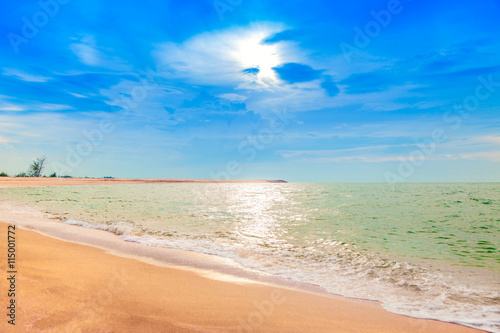 Calmness beautiful seaside with cloudy blue sky