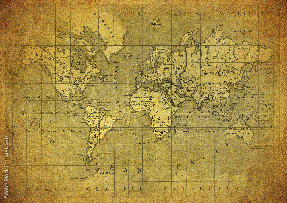 vintage map of the world published in 1847