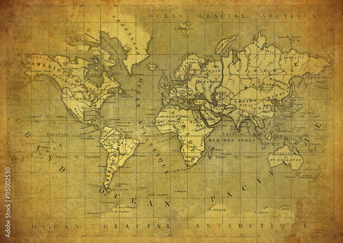 vintage map of the world published in 1847