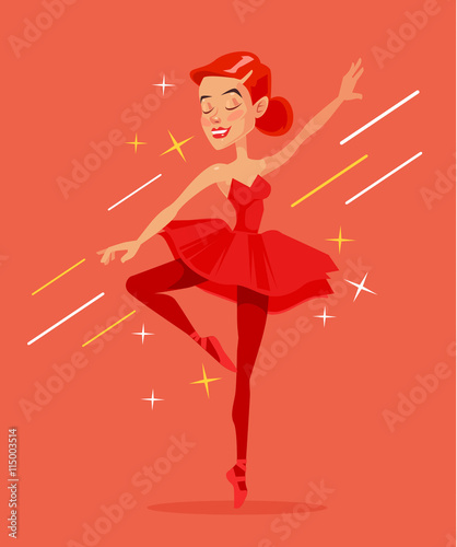 Red ballerina. Vector flat cartoon illustration