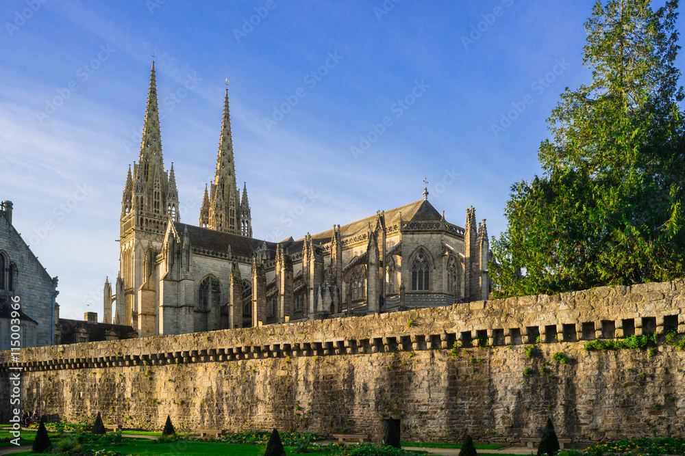La Cathédrale de la ville de Quimper  en Bretagne France - The Cathedral of the city of Quimper  in Brittany France