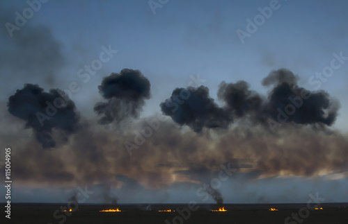 Pyrotechnics smoke at air show photo