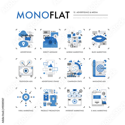 Advertising Media Monoflat Icons