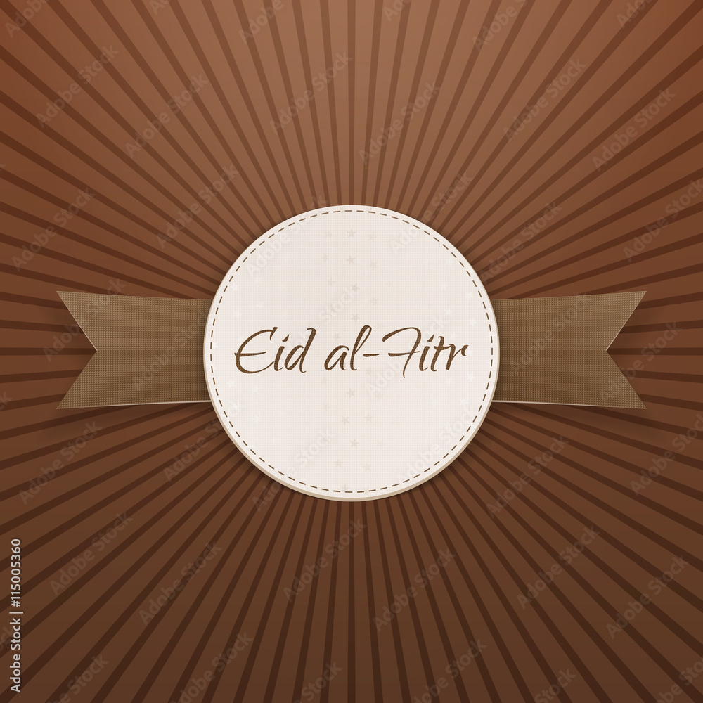 Obraz premium Eid al-Fitr realistic decorative Badge with Ribbon