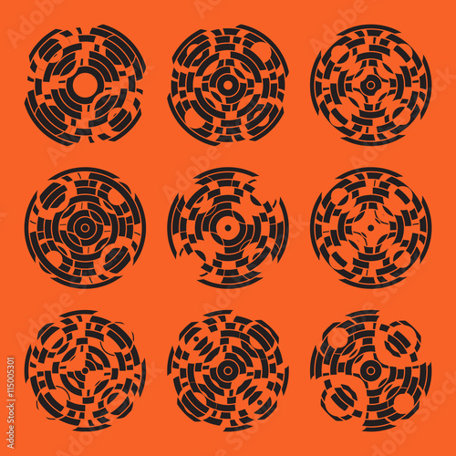Abstract hightech collection set of 9 radars, Technology circle background. eps 10