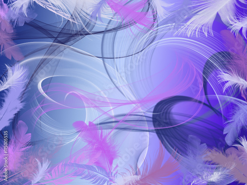 background image with white, pink and blue feathers