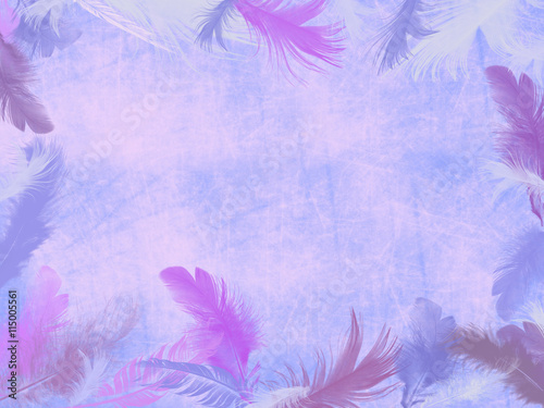 background image with white, pink and blue feathers