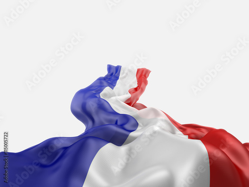 France flag waving on white background.3d rendering