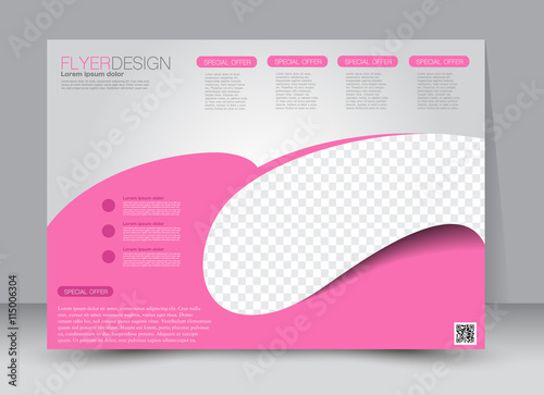 Flyer, brochure, magazine cover template design landscape orientation for education, presentation, website. Pink color. Editable vector illustration.