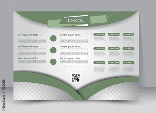 Flyer, brochure, magazine cover template design landscape orientation for education, presentation, website. Green color. Editable vector illustration.
