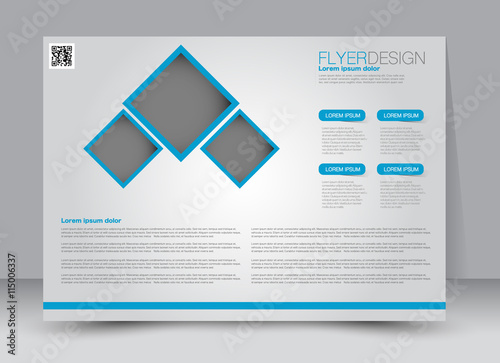 Flyer, brochure, magazine cover template design landscape orientation for education, presentation, website. Blue color. Editable vector illustration.