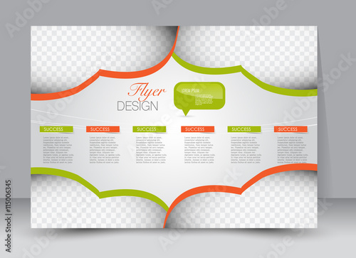 Flyer, brochure, magazine cover template design landscape orientation for education, presentation, website. Green and orange color. Editable vector illustration.