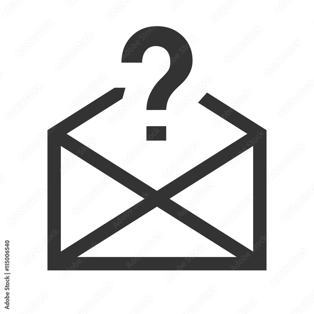 Envelope icon with question symbol. Unknown mail logo. Vector illustration. Envelope icon with question symbol. Unknown mail logo. Vector illustration.