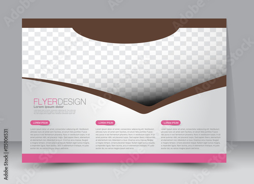 Flyer, brochure, magazine cover template design landscape orientation for education, presentation, website. Pink and brown color. Editable vector illustration.