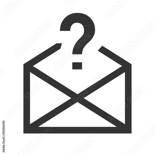 Envelope icon with question symbol. Unknown mail logo. Vector illustration.