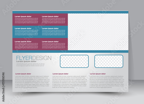 Flyer, brochure, magazine cover template design landscape orientation for education, presentation, website. Blue and purple color. Editable vector illustration.