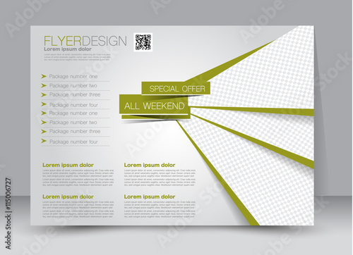 Flyer, brochure, billboard template design landscape orientation for education, presentation, website. Green color. Editable vector illustration.