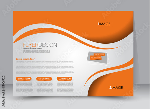 Flyer, brochure, billboard template design landscape orientation for education, presentation, website. Orange color. Editable vector illustration.