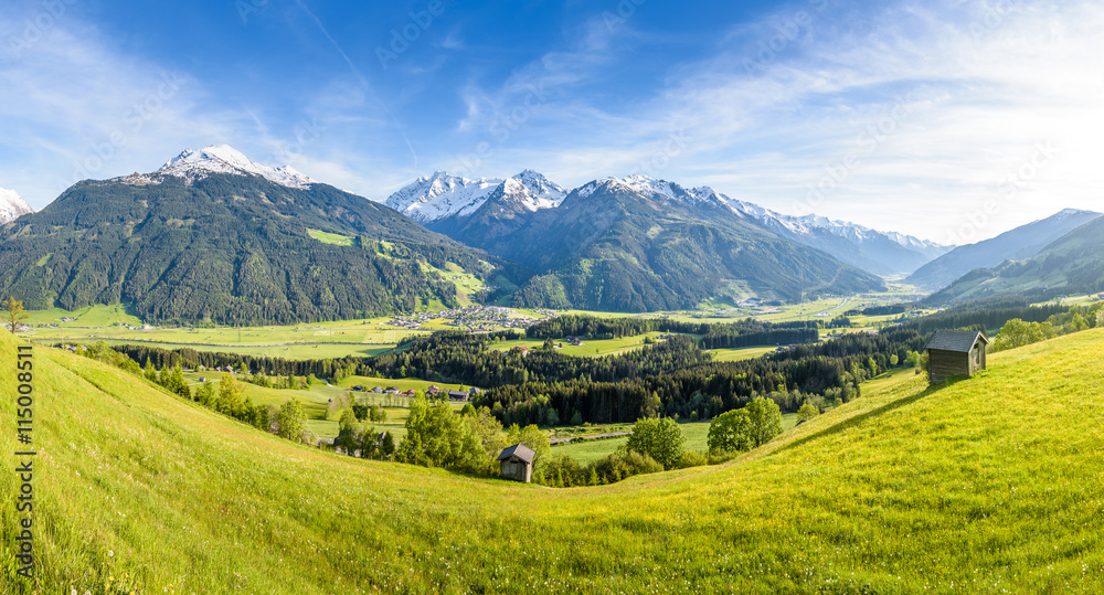 Idyllic austrian landscape at springtime, Salzburger Land, Austria