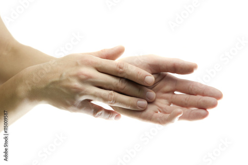 Fototapeta Naklejka Na Ścianę i Meble -  Beautiful female hands, cloce up, isolated on white