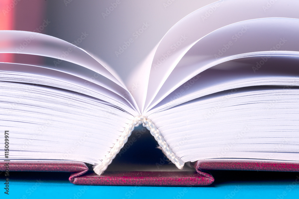 Open book on light table. Back to school. Copy space Open book on light table. Back to school. Copy space