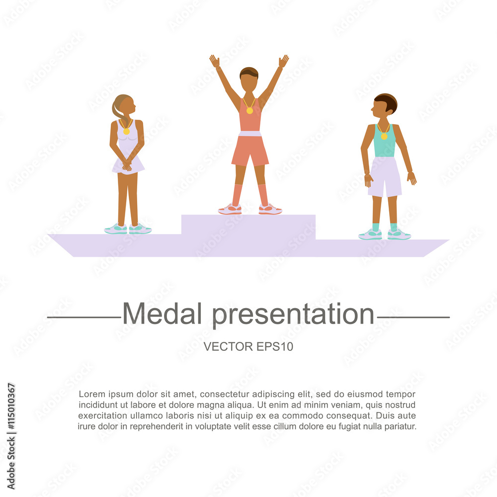 Medal presentation in modern flat design Medal presentation in modern flat design