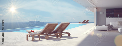 luxury swimming pool. color edit.3d rendering © 2mmedia
