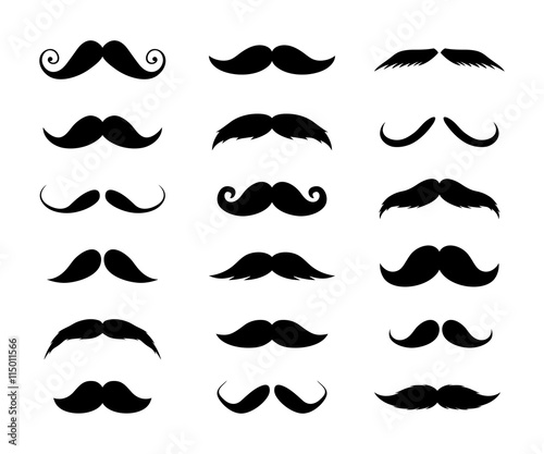 Big set of men's mustaches. Vector illustration.