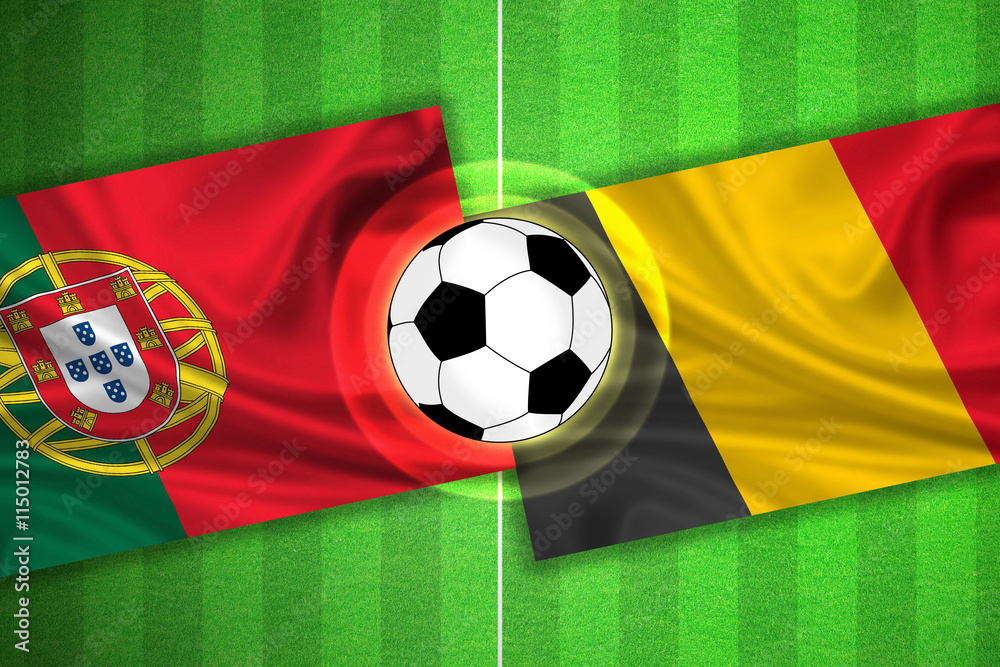 Fototapeta premium Portugal - Belgium - Soccer field with ball