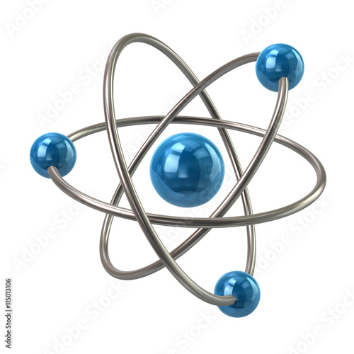 3d illustration of blue atom molecule