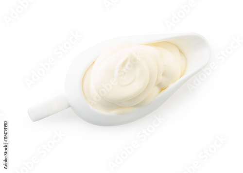 Mayonnaise isolated on white background with clipping path. Top view.