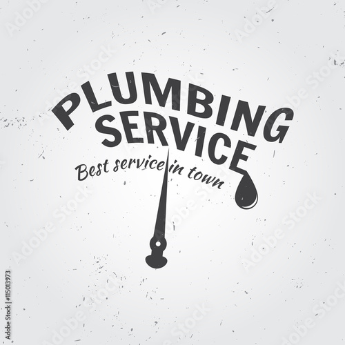 Vintage plumbing service badge, banner or logo emblem.Elements on the theme of the plumbing service business. Vector illustration.